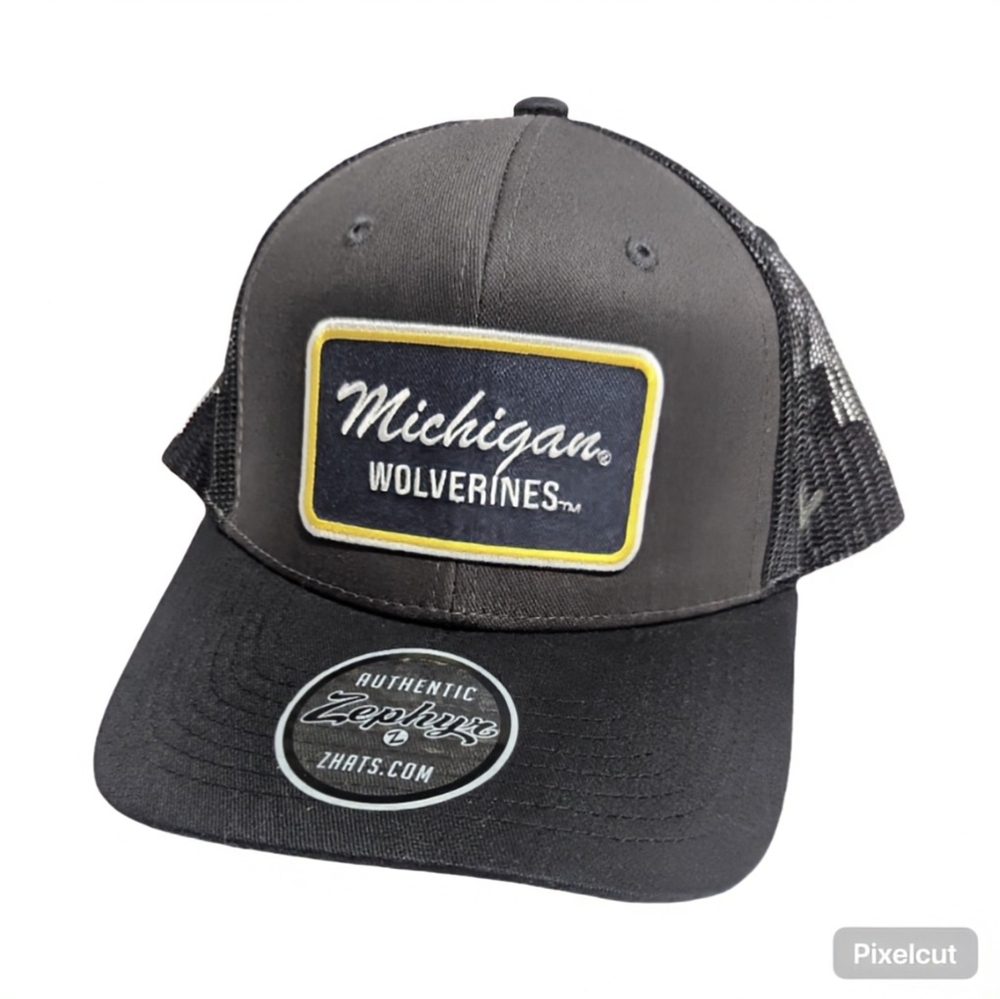 Zephyr Michigan Wolverines Script Gray/ Black Adjustable Snapback Trucker Hat